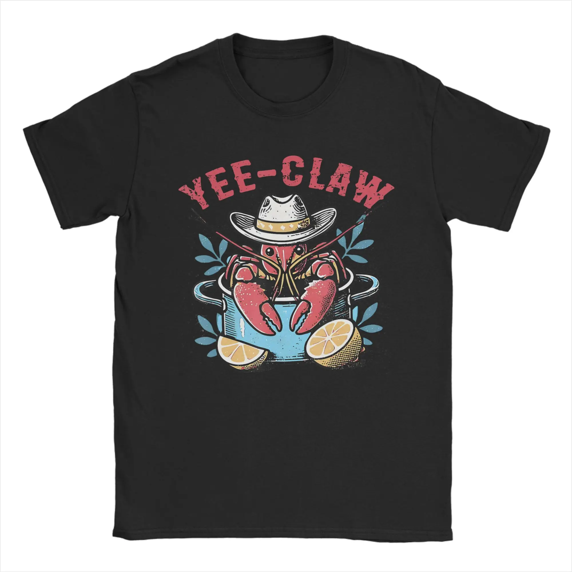 Men's T-Shirts Yee Claw Funny Vintage Crawfish Boil Cajun Seafood Festival  Tees Short Sleeve  T Shirt Crewneck Clothes