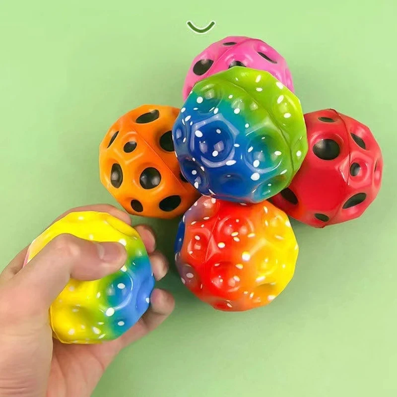 2Pcs High Resilience Hole Ball Soft Bouncy Ball Anti-fall Moon Shape Porous Bouncy Ball Kids Indoor Outdoor Toy Birthday gift