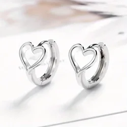 Huitan Exquisite Hollow Heart Hoop Earrings for Women Dainty Circle Earrings Silver Color/Gold Color Statement Jewelry Wholesale