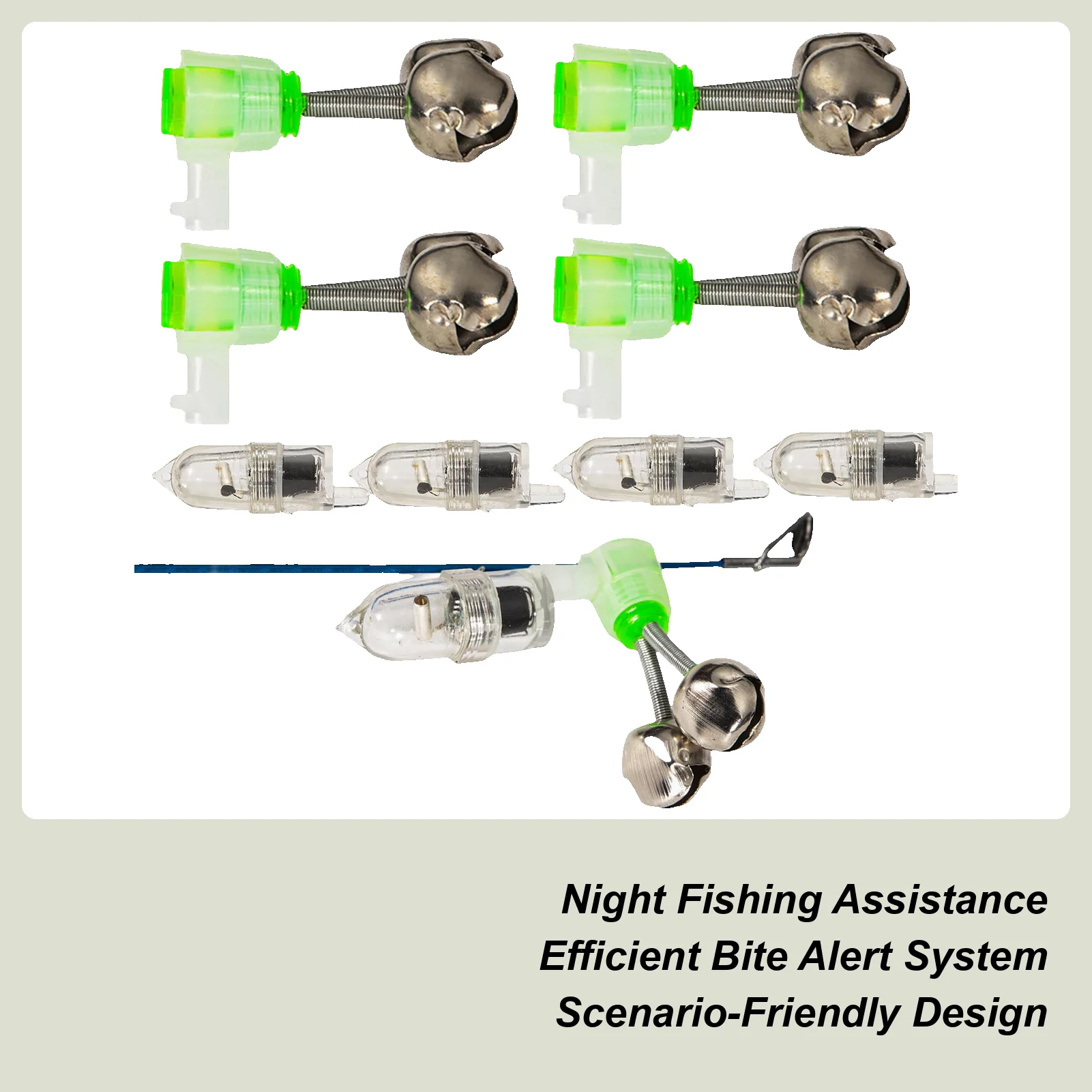 

Fishing Bells For Rods Twin Bells Night Sea Fishing Indicator Fish Sound Alert Accessories Efficient Versatile Led Light Clip