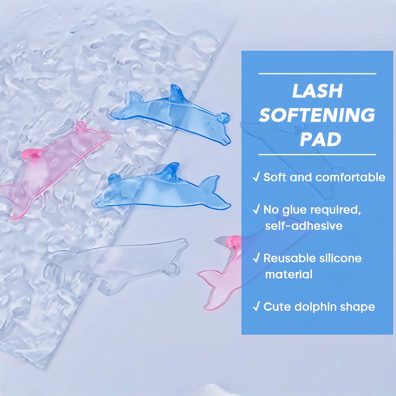 Libeauty 1 Pair Dolphin Shape Reusable Silicone Eyelash Perm Lash Rod Shield Lash Softening Pads Eyelash Curler Makeup Tools