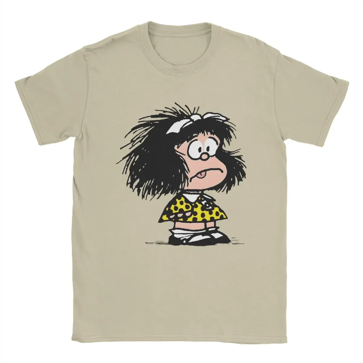 Mafalda Sad T-Shirt Men Vintage Cotton Tee Shirt Round Neck Short Sleeve T Shirts Summer Tops