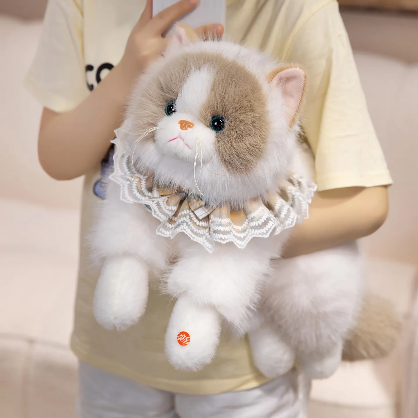 Lifelike Fuzzy Black Cat Plush Toys Realistic Fluffy Lying Cat Stuffed Animal Birthday Christmas Gifts