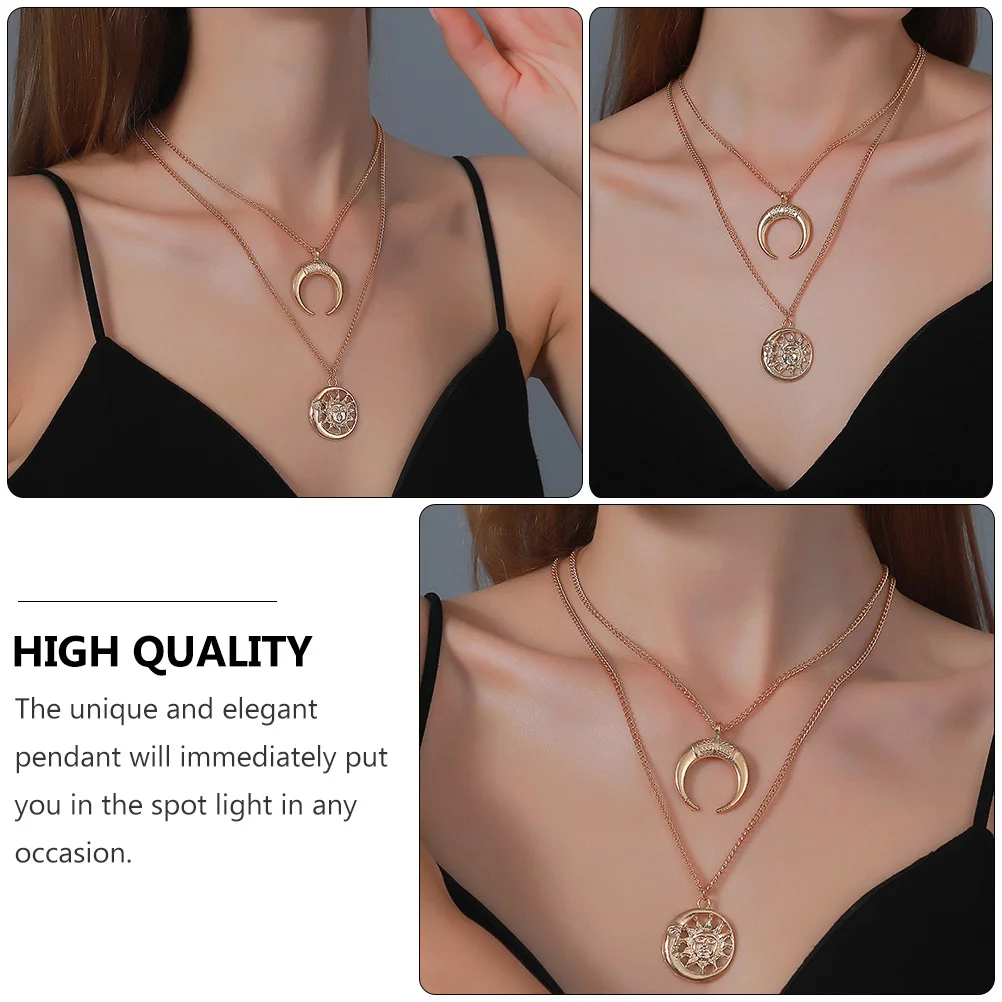 

1pc Vintage Double Layer Necklace Women Fine Workmanship Clavicle Pendant Delicate Neck Chain Versatile Jewelry