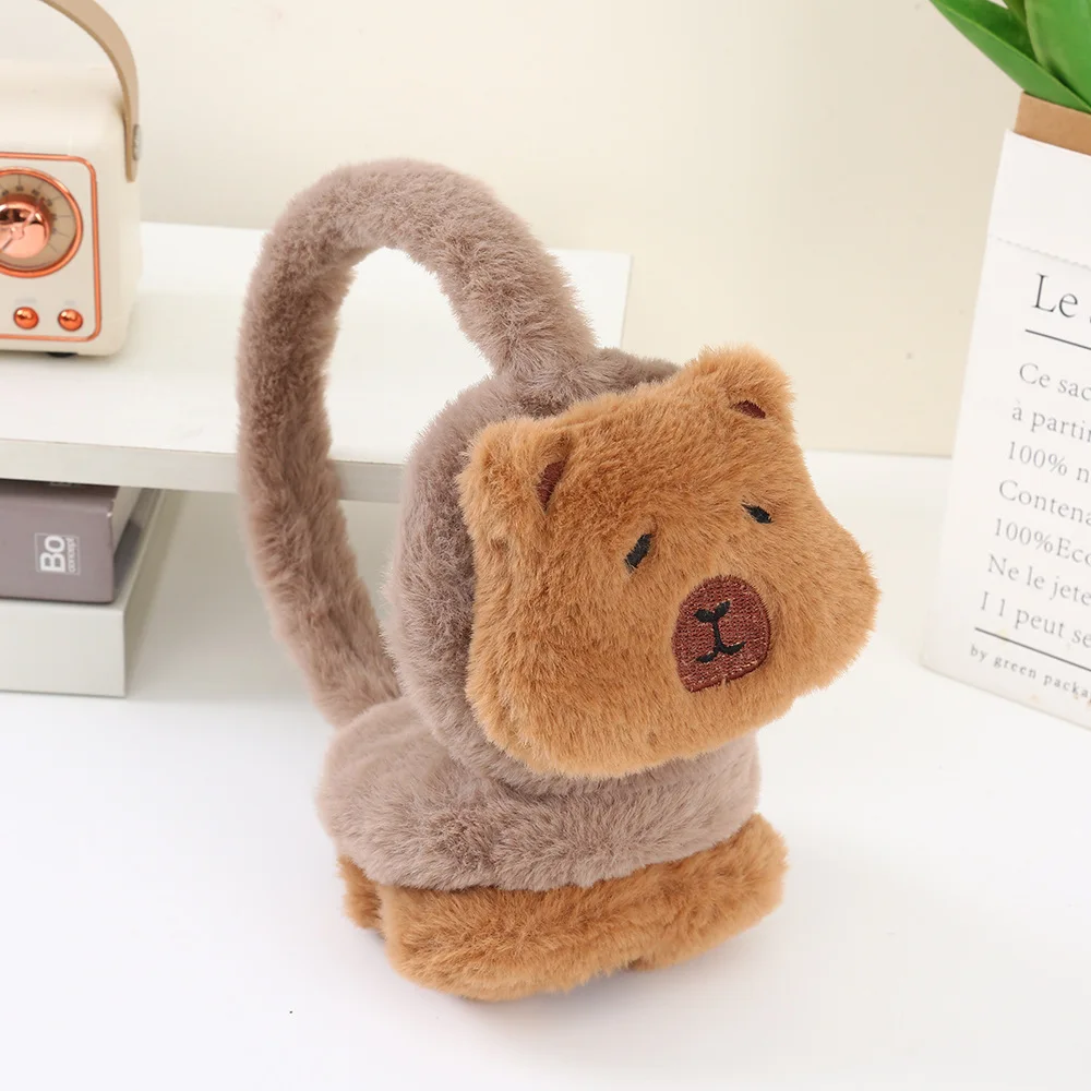 Cubierta para los oídos de capibara de dibujos animados para niños y niñas para mantener el calor en invierno, cubierta para los oídos resistente al viento y al frío para estudiantes