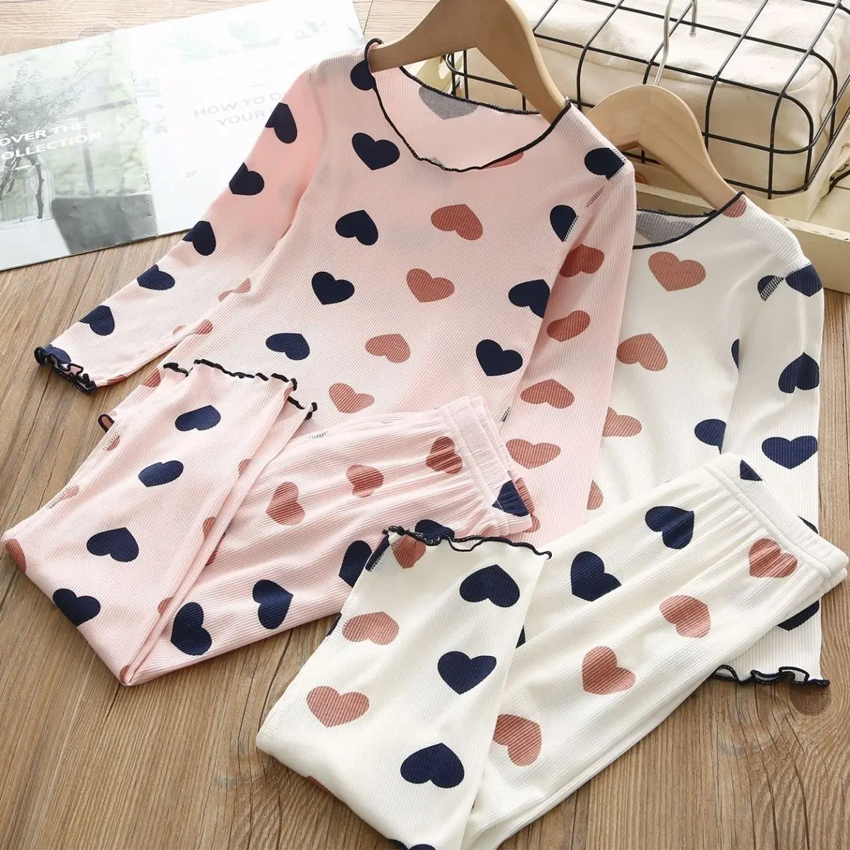 Kids Girls Lightweight Chiffon Pajamas Set with Long Sleeve Cooling Air Conditioning Homewear for Kindergarten Summer Wear