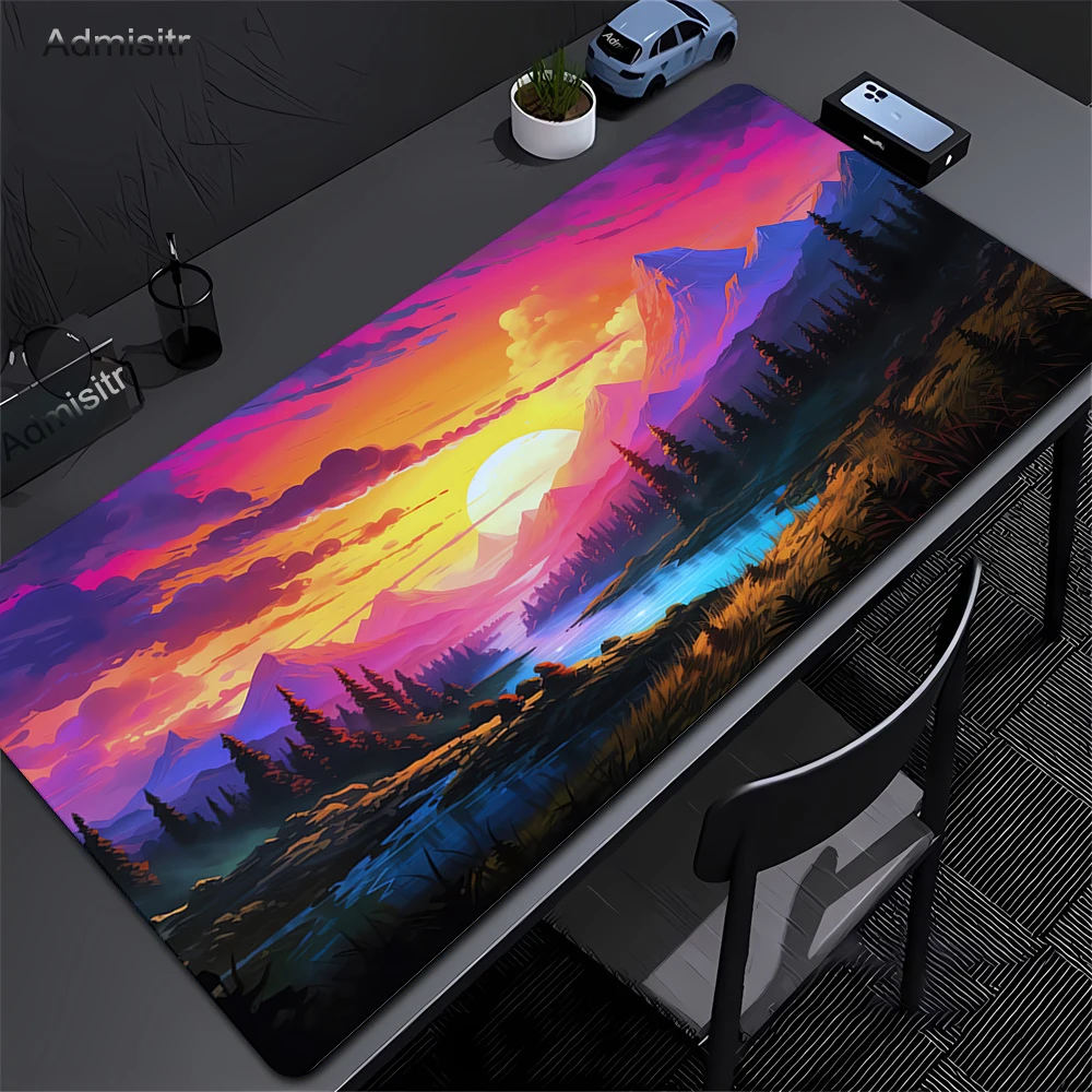 Sunset Landscape Mouse Pad Scenery Nature Mousepad XXL Natural Rubber Desk Mat Fabric Non Slip Rubber Base Desktop Mausepads