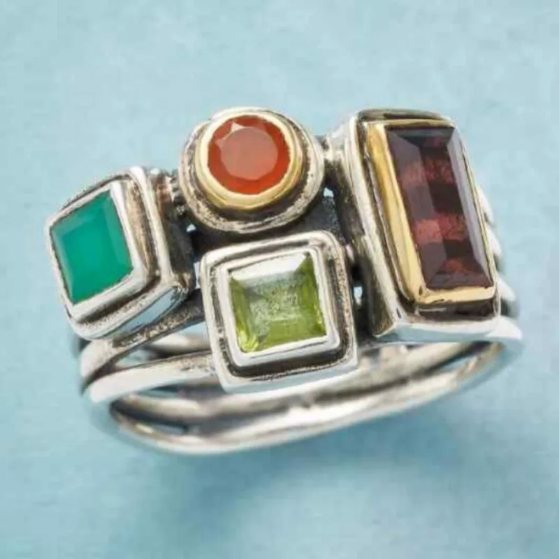 Women's Bohemian Artistic Style Ring Irregular Geometric Design Ring Suitable For Daily Casual Vacation Wear Vintage Jewelry