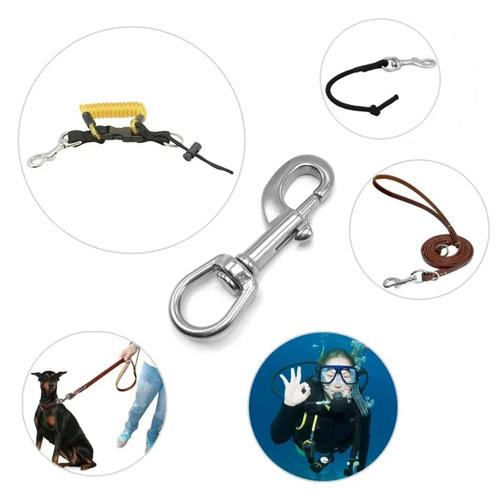 65-120MM 304/316 Stainless Steel Diving Single-Head Hook 360° Rotation Quick Release Spring Buckle Scuba Equipment Accessories