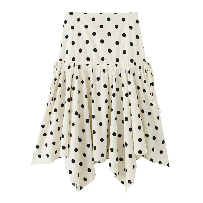 

Новая летняя коллекция 2026: Хит продаж – женская юбка с асимметричным подолом в горошек, дизайнерская модель