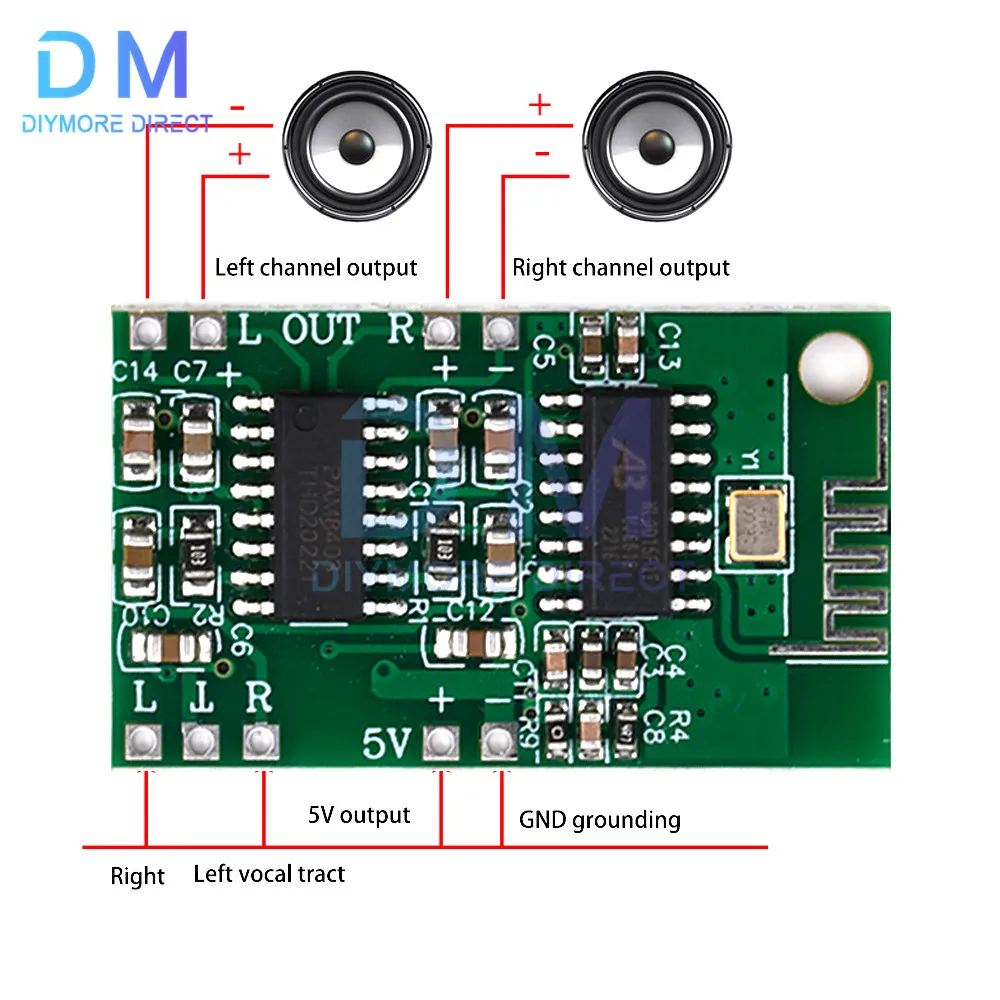 PAM8403 Digital Amplifier Board 2 * 3W Digital Amplifier Board 5V Power Supply CA-6928 5.0 Bluetooth Class D Audio Amplifier