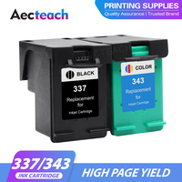 Aecteach compatible Ink Cartridge for hp337 hp343 replace for HP 337 343 Photosmart C4180 C4190 2575 8050 D5160 Deskjet 6940