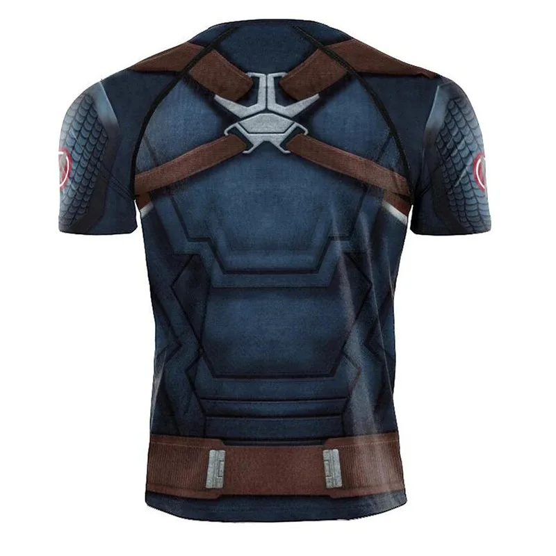 AD1 Capitan America Cosplay T Shirt Costume Stampa 3D Moda Capitano Supereroe Tees Summer Party Uomo Abbigliamento sportivo Camicia T-Shi5 @ rD ~