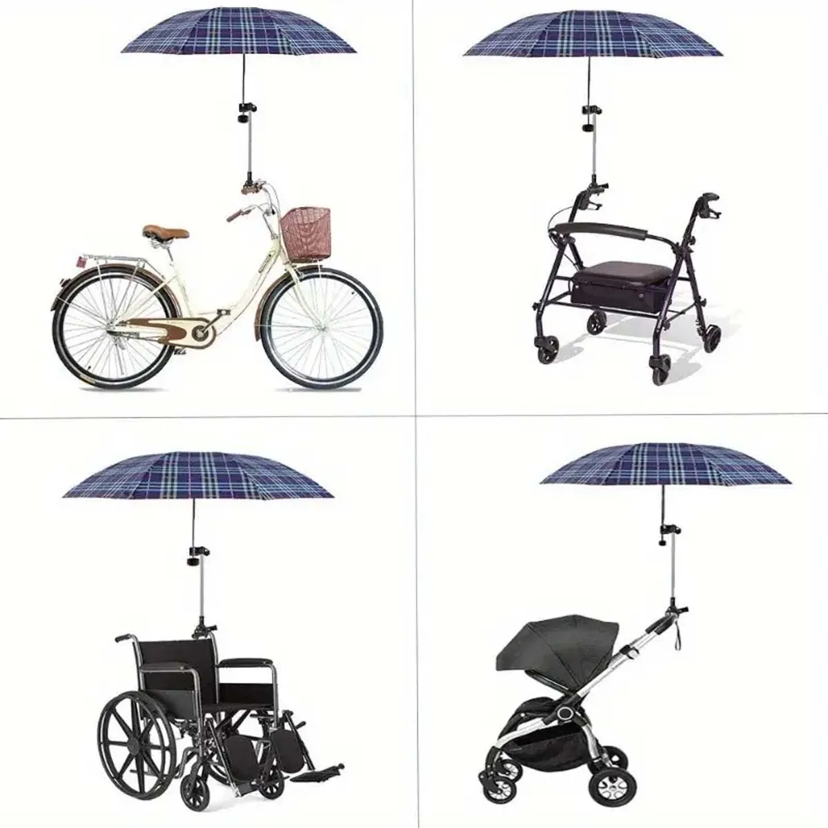 1pc Universal Umbrella Holder for Wheelchairs, Walkers, Bikes, and Strollers Adjustable Umbrella Mount Holder for Mobility D
