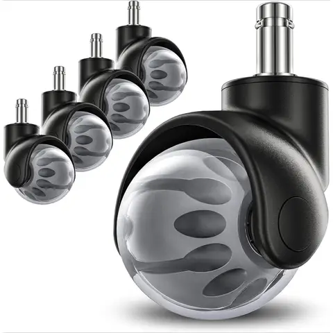 Office Chair Wheels Replacement - 2 Inch Heavy Duty Rolling Chair Casters, Safe for All Floor and Carpet, Set of 5, Rubber