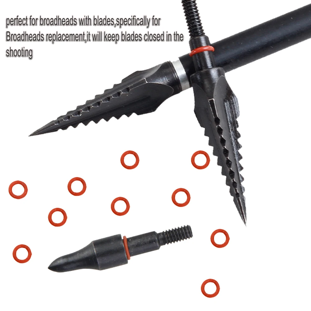 50/100 Archery Arrowhead Points Lock O-Rings Arrow Broadhead Replacement Rubber O Ring Red For Target Hunting Shooting Practice