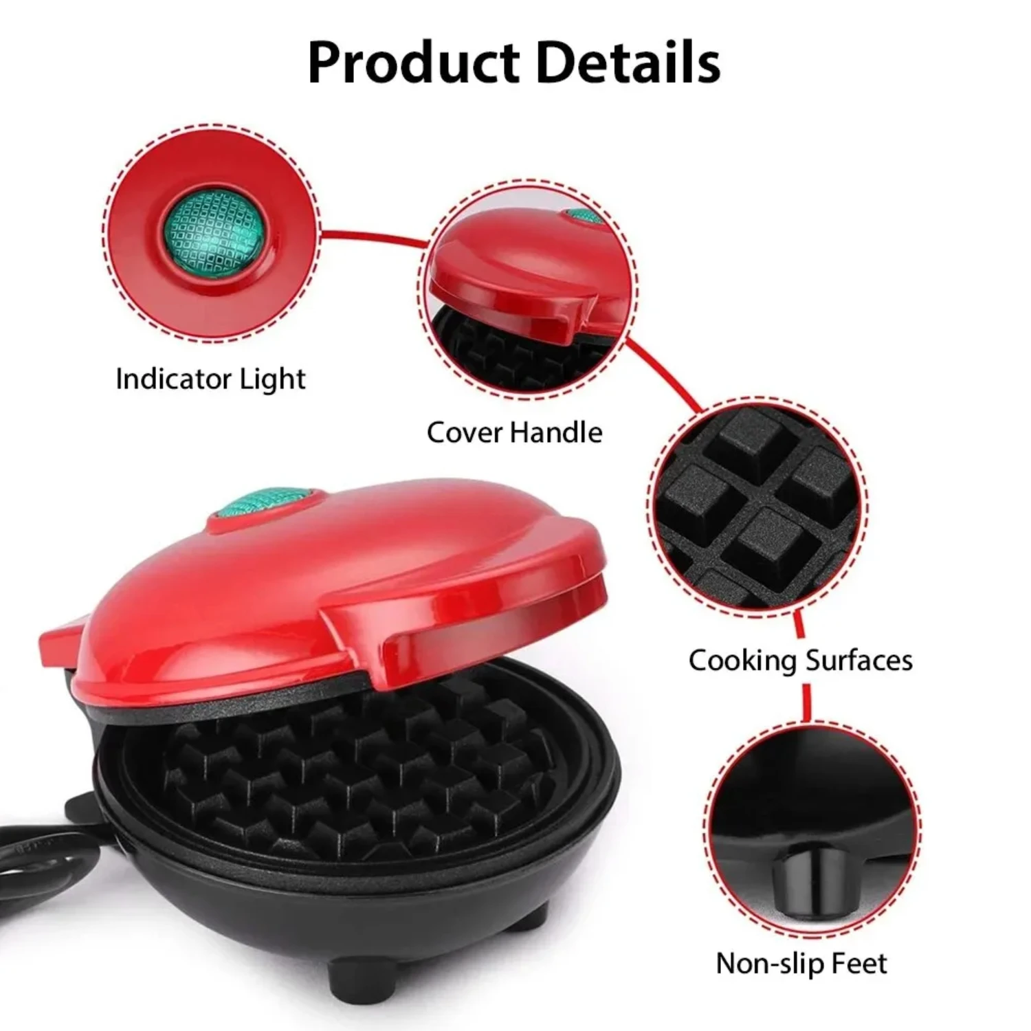 Mini Compact 350W Non-Stick Breakfast Maker with Waffle, Pancake, Bubble Egg, and Cake Oven Pan - Eggette Machine