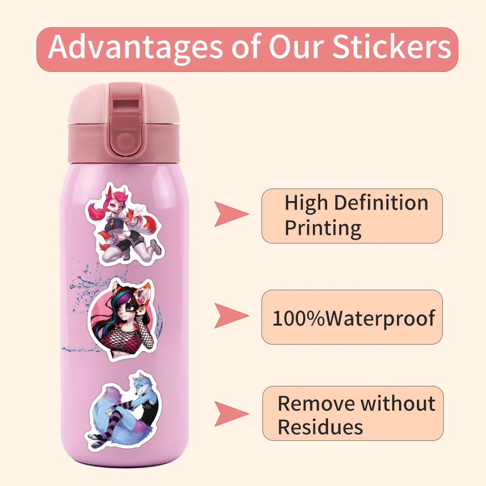 10/30/60PCS Sexy Furry Fandom Cartoon Sticker DIY Phone Laptop Luggage Skateboard Graffiti Decals Fun forToy