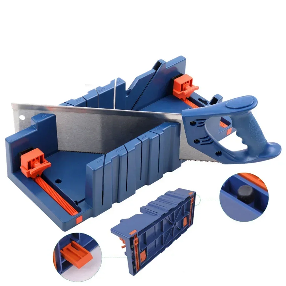 Tool Mitre Saw Box Woodworking 45 Degree Cutting Cutting Multifunction S/M/L 90 Degree Cutting ABS Plastic Blue