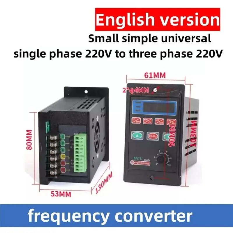 English Version Small Simple Universal Frequency Converter Single Phase 220V To Three Phase 220V Motor 200/400/750W RS485