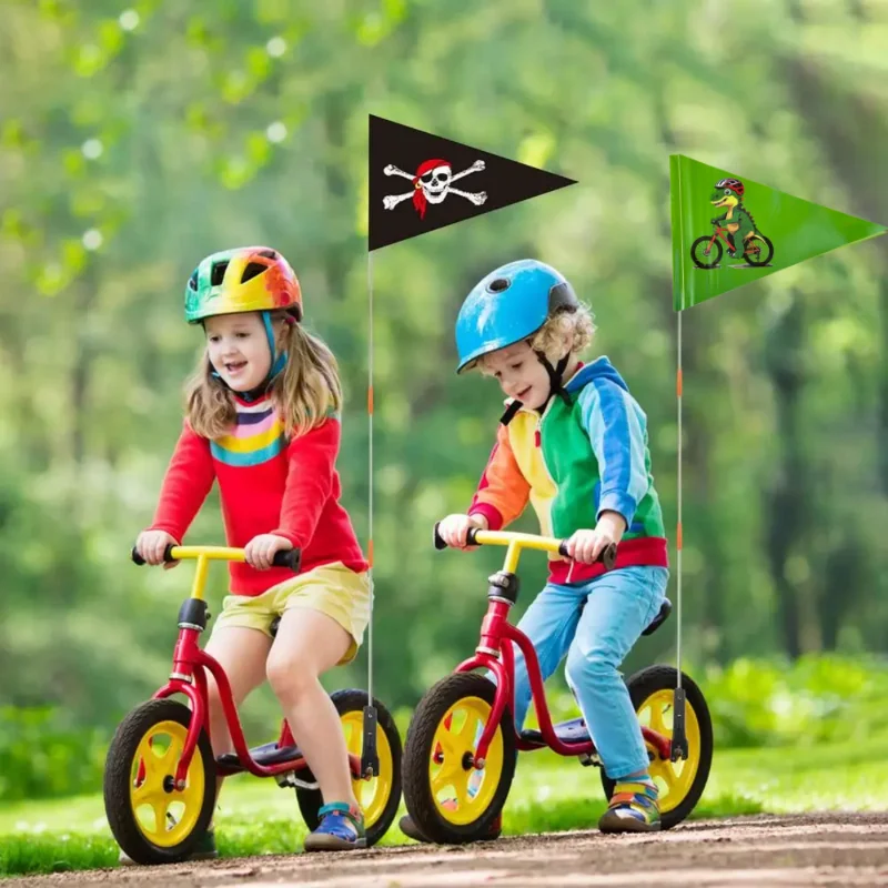 Adjustable Height Bicycle Flag Waterproof Kid Bicycle Safety Flags With Flagpole Bicycle Trailer Flag Outdoor Leisure Riding