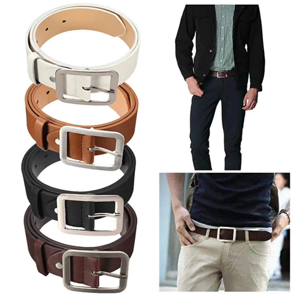 Men\'s Stylish Casual Waistband PU Leather Pin Buckle Waist Strap Business Belt Cowboy Waistband