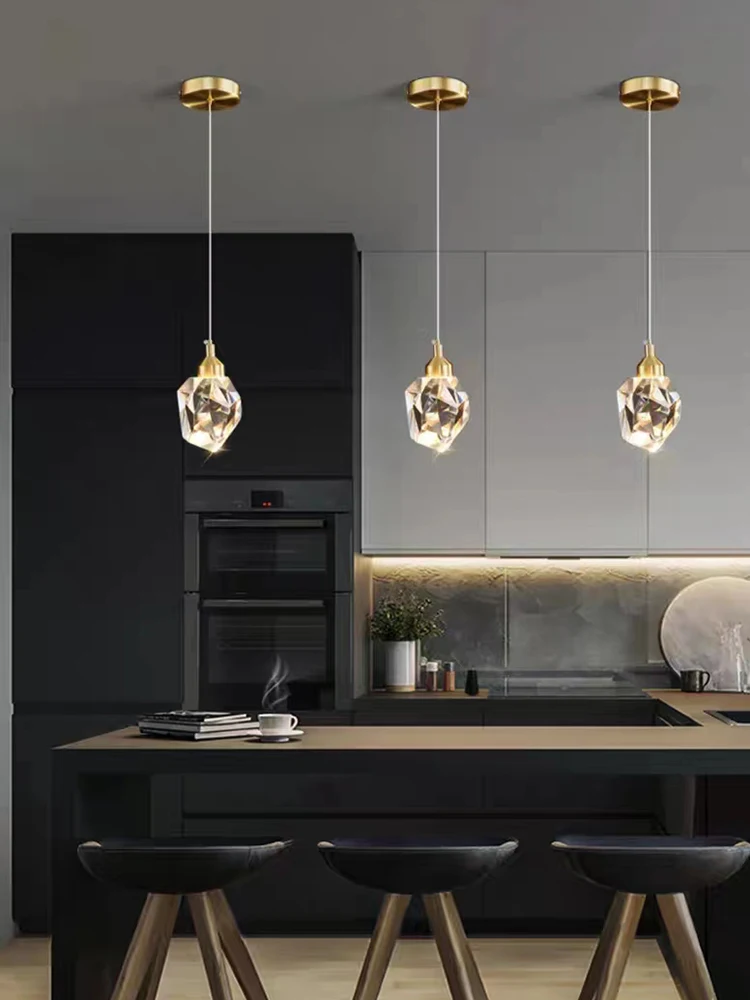 Light Luxury K9 Crystal Small Dhandelier Modern And Minimalist Restaurant Light Bar Counter Bedroom Bedside Long Line Light