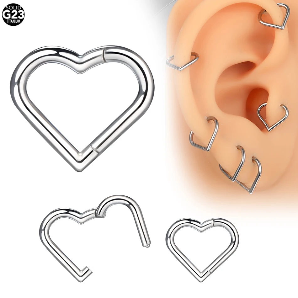 10pcs/lot Titanium Heart Star Shape Clicker Ear Tragus Cartilage Daith Helix Lobe Earrings Septum Nose Hoop Piercing Jewelry 16G image 3