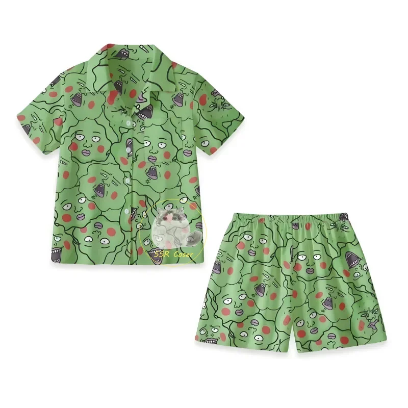 Small Dimple Pajamas Set Mob Psycho 100 Cute Sleepwear Anime Peripheral Funny Cosplay Costume Unisex Plus-size Pajamas Gifts