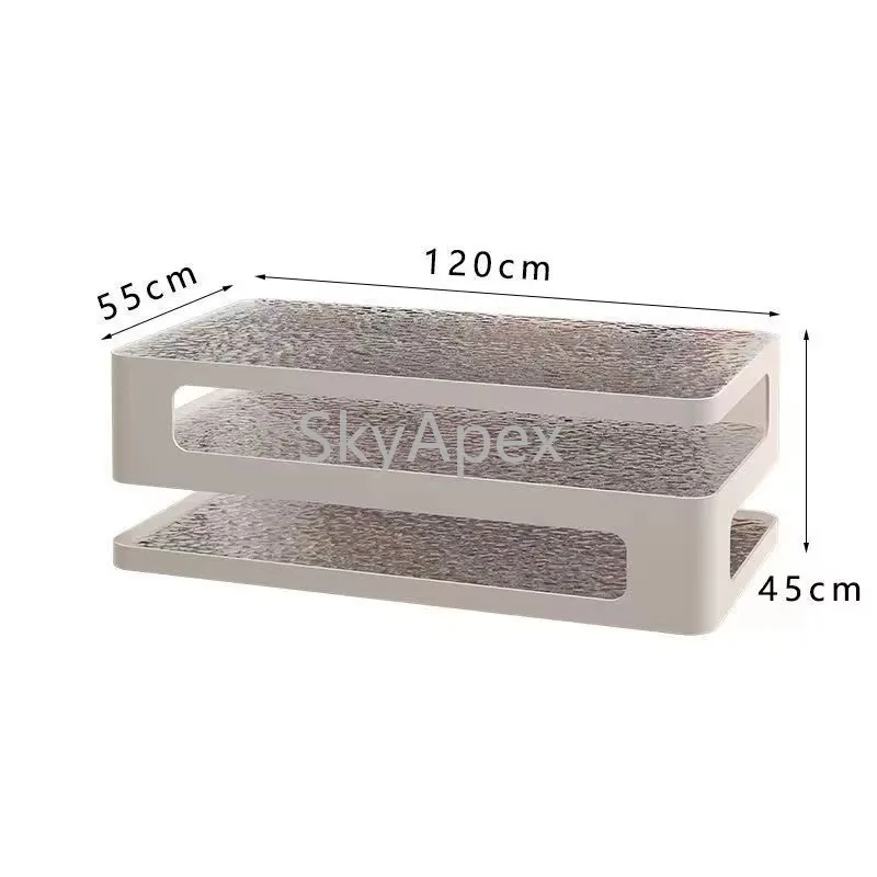 Italian Tempered Glass Atmosphere Light Tea Table Modern Light Luxury Senior Sense Safe Sturdy Easy Clean For  Living  Room Home