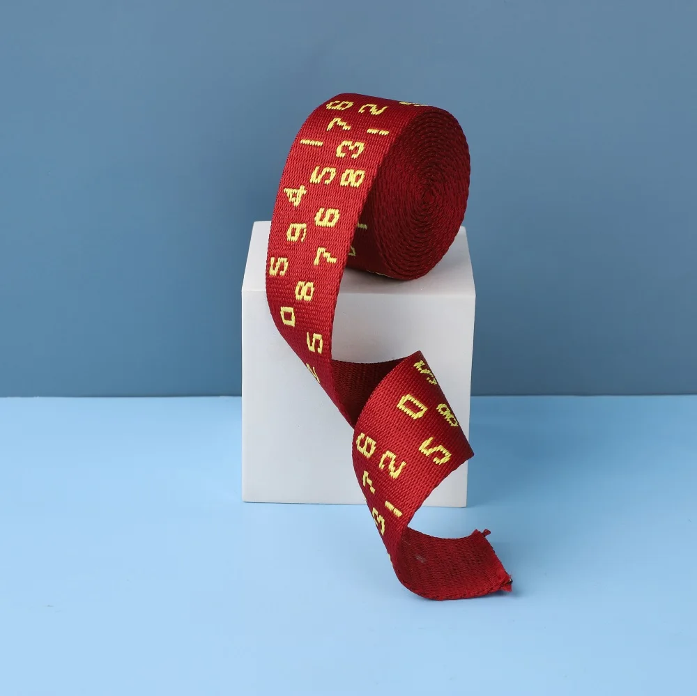 1/2/5Yards 38mm Nylon Webbing Red Series Environmentally Friendly Material Exquisite Embroidery Crafts For Belt Bag Accessories