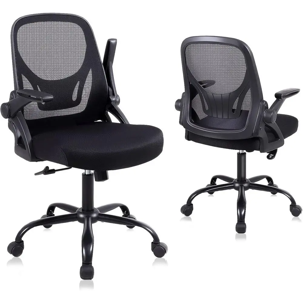 

Mesh Ergonomic Oice Desk Chair - Adjustable Height Swivel Computer Task Chair with Lumbar Support and lip-up Armrests, Black