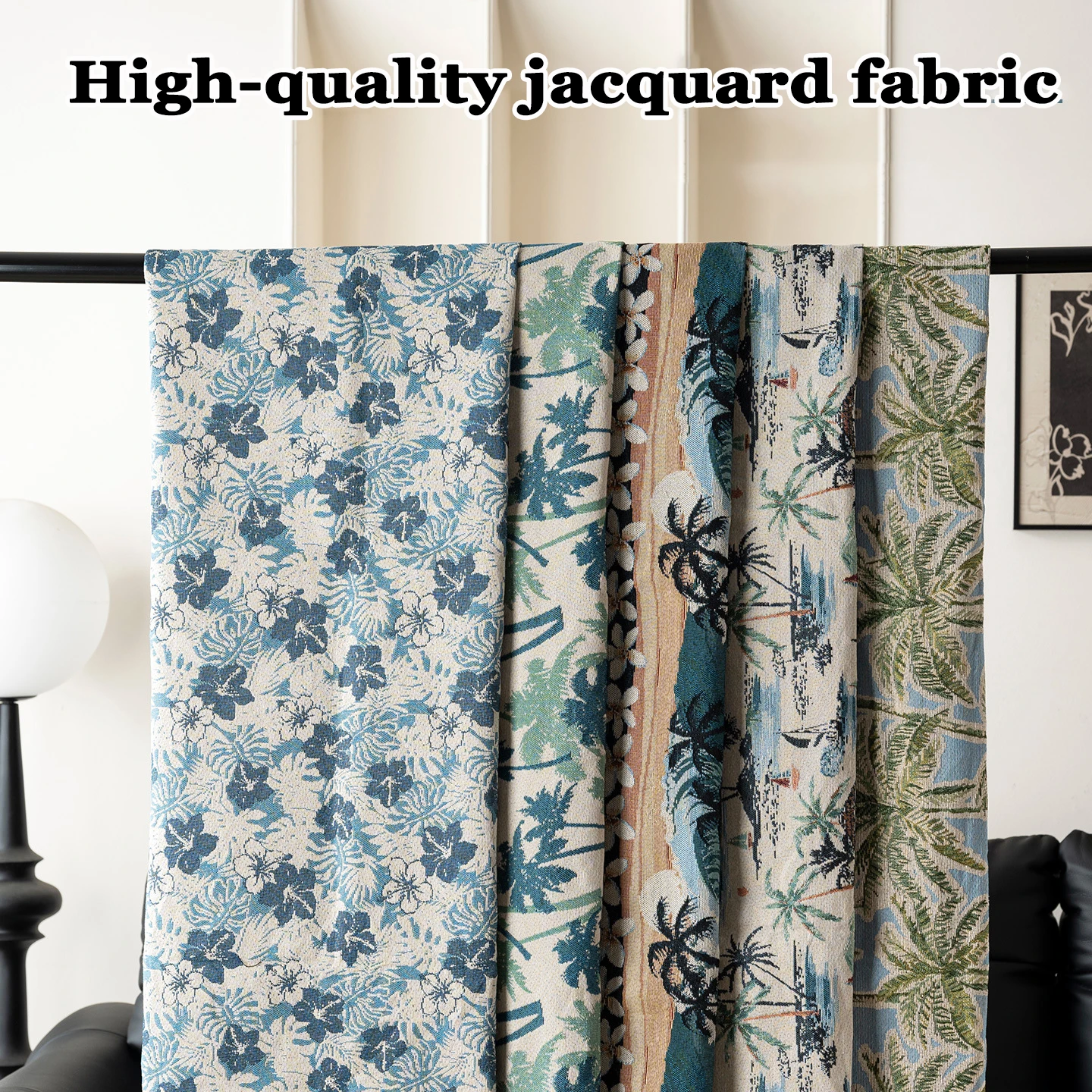 

Высококачественная жаккардовая ткань 100x148 см для обивки диванов в праздничном стиле, ткань для одежды, жаккардовая ткань с растительным узором, окрашенная в массе