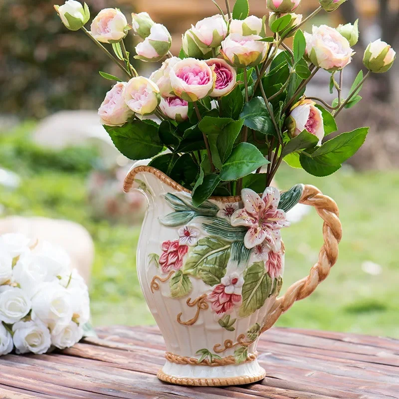 Fangya Ceramic Lily Vase Office Living Room Dining Room Home Decorations Crafts Gifts Desktop Decorations