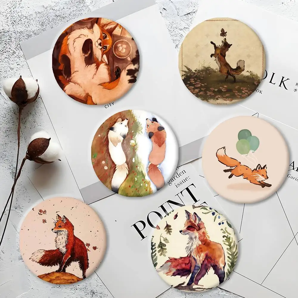 Seasonal Fox Badge Brooch On Backpack Hat Decor Cartoon Figure Lapel Pins Tinplate Cosplay Props Badge Jewelry Gift For Friends