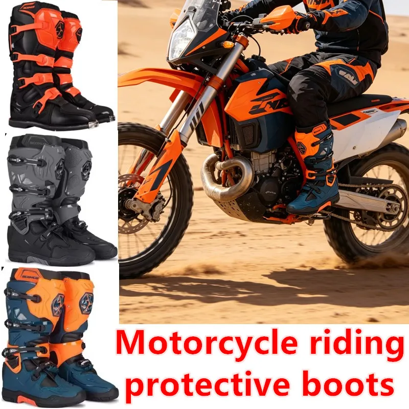SCOYCO Anti-drop Anti-Slip Motocross Boots All-Terrain Grip Motobike Waterproof Shoes Motorcycle Riding Protective Boots