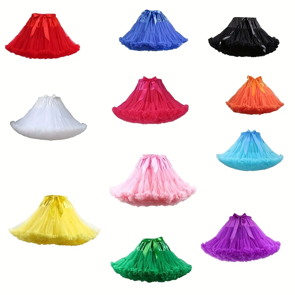 Rok Mini Wanita Tulle Mengembang Rok Pendek Pengantin Rok Dalam Rockabilly Tutu