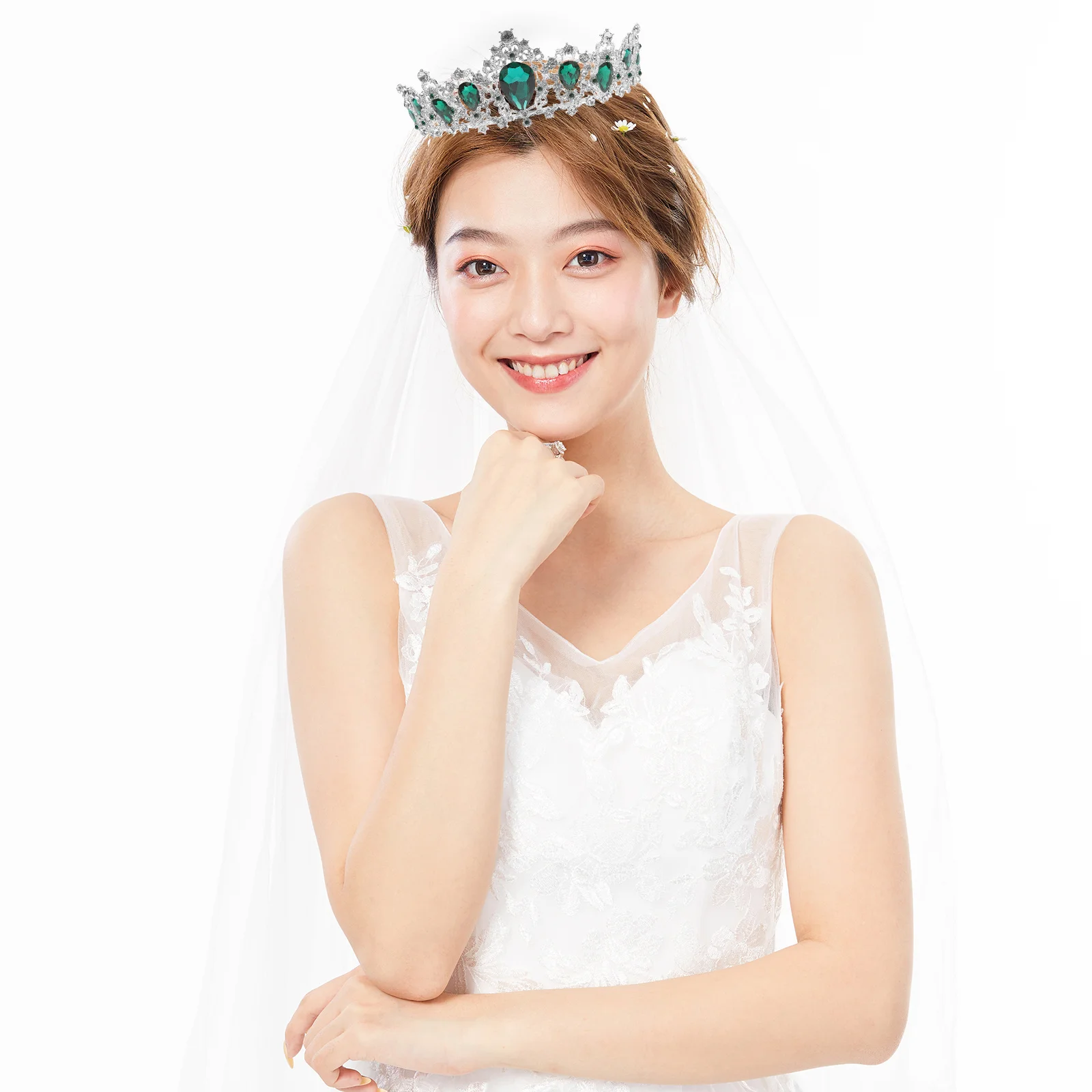 

Elegant Bridal Tiara Crown Hair Accessory Sparkling Wedding Headdress for Bride Prom Anniversary Holiday Cosplay Decoration
