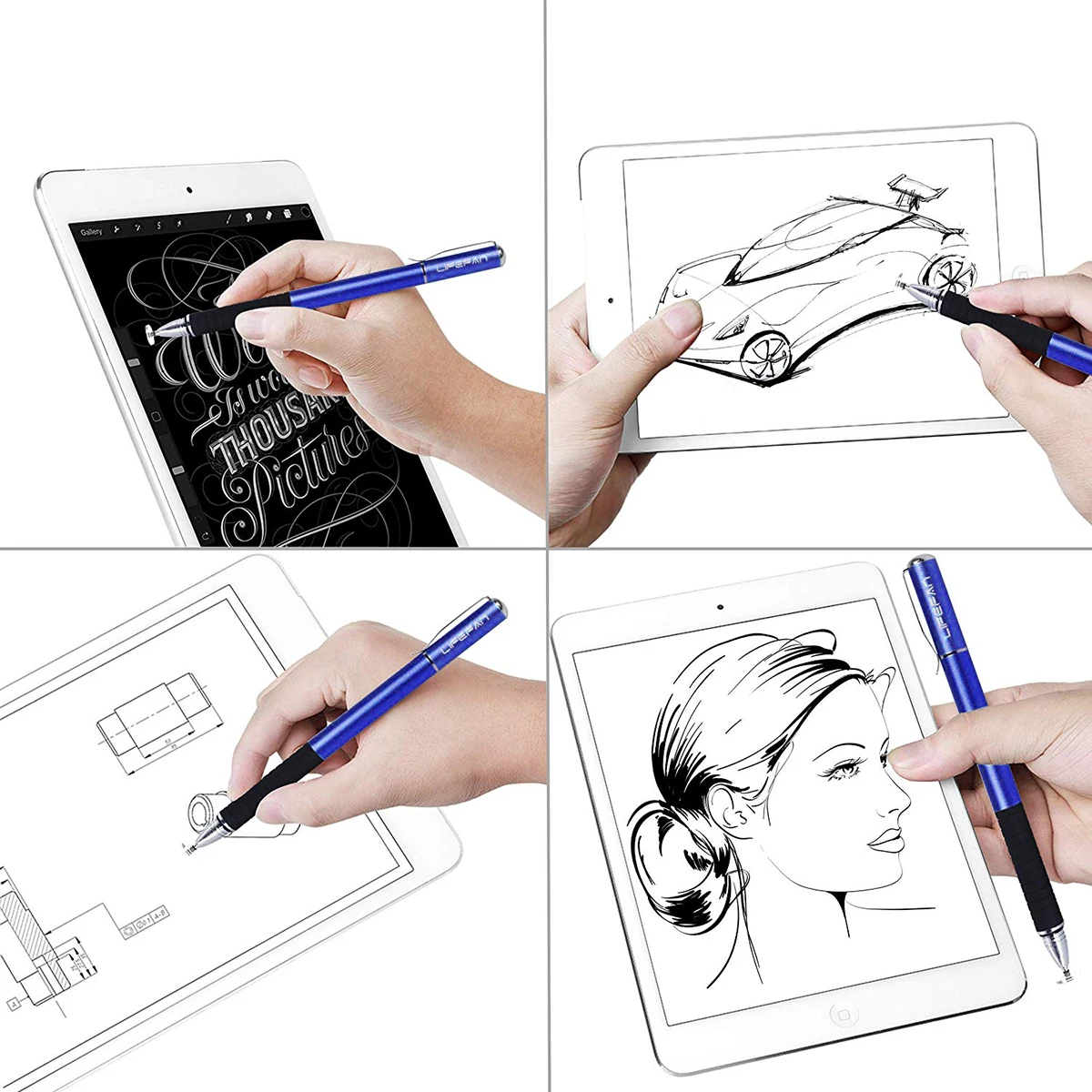 

5pcs Capacitor Pen Set Premium Metal Durable Round Silicone Disc Microfiber Tip for Tablet Smartphones Touch Screen Writing Tool