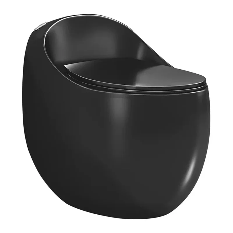 Hot selling modern style egg shape siphon jet flushing one piece bathroom wc ceramic black toilet bowl
