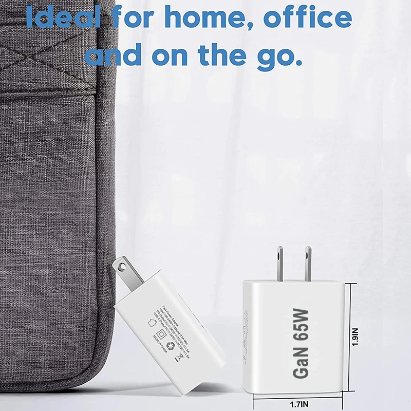 USB-C Quick Charging Plug AU EU UK US 65W PD Charger USB For iPhone 14 Xiaomi HUAWEI Samsung Fast Charge block - náhled 3