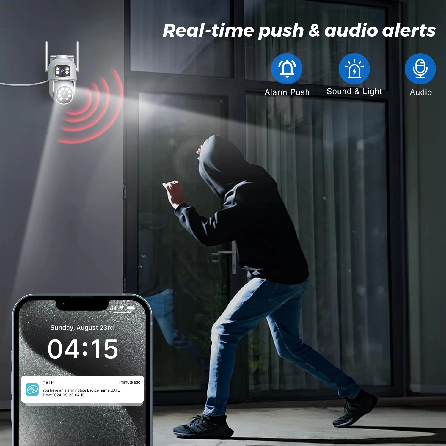 Dual-lens Wireless Security Camera Outdoor Monitoring Wifi Intelligent Night Vision Automatic Tracking Outdoor Security Camera