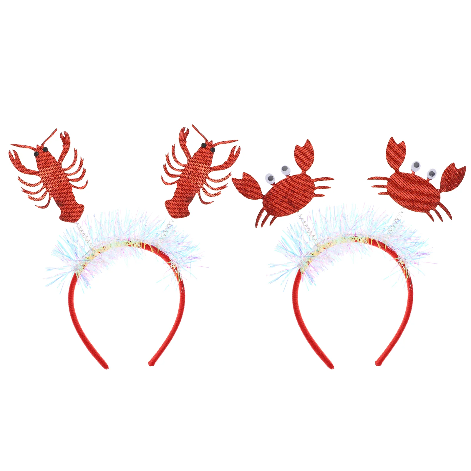 2 Pcs Halloween Photo Booth Props Lobster and Crab Headbands Party Headdress Pompom Baby Girl