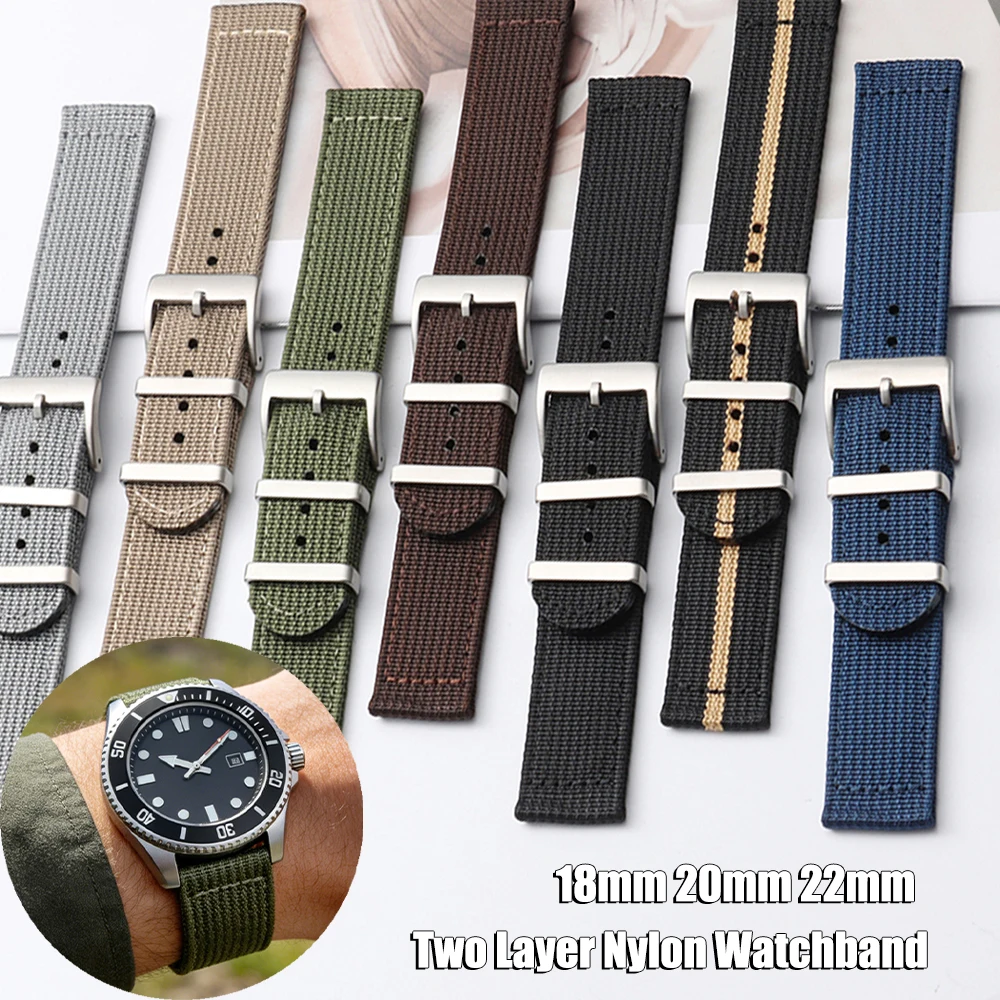 18mm 20mm 22mm High Grade Two Layer Nylon Watchband for Omega Military Watch Band Bracelet Men Women Strap Watchband Accessories