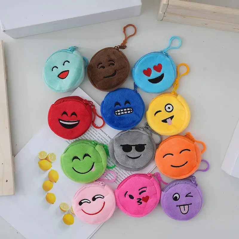 10/30/50PCS round coin purse mixed style and color expression coin purse cartoon embroidery small bag coin purse plush bag