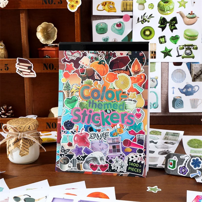 50sheets Radiant Color Series A5 Stickers Book Korean Cuisine Small Items DIY Journal Scrapbook Phone Case Decorative Stickers