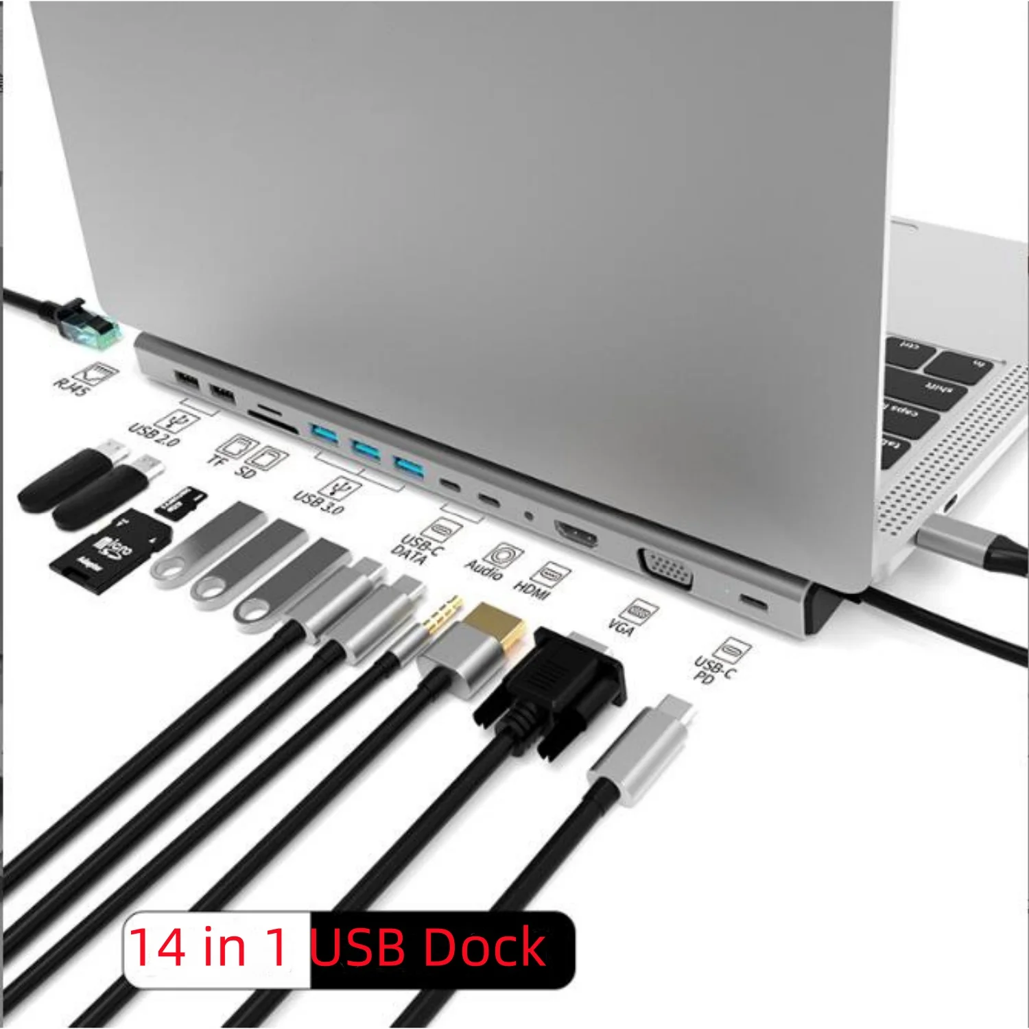 Imagem -06 - Docking Station com Hub Usb 14 em 1080p tipo c Gigabit Ethernet Hdmi Rj45 pd Carregamento Rápido