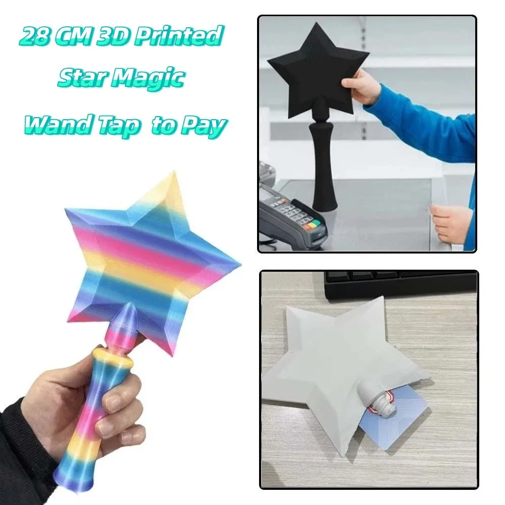 

Creative 3D Printed Wand Tap To Pay Detachable Candy Color Star Magic Wand Holder Funny Lightweight Contactless Payment Sleeve