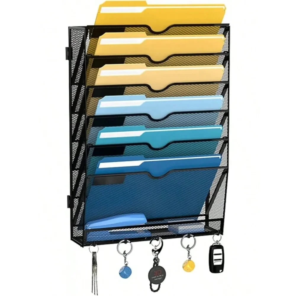 

Office Storage13Tier Wall File Organizer, Wall File Holder With Hooks, Mesh Hanging File Organizer, Mail Organizer Wall Mounted