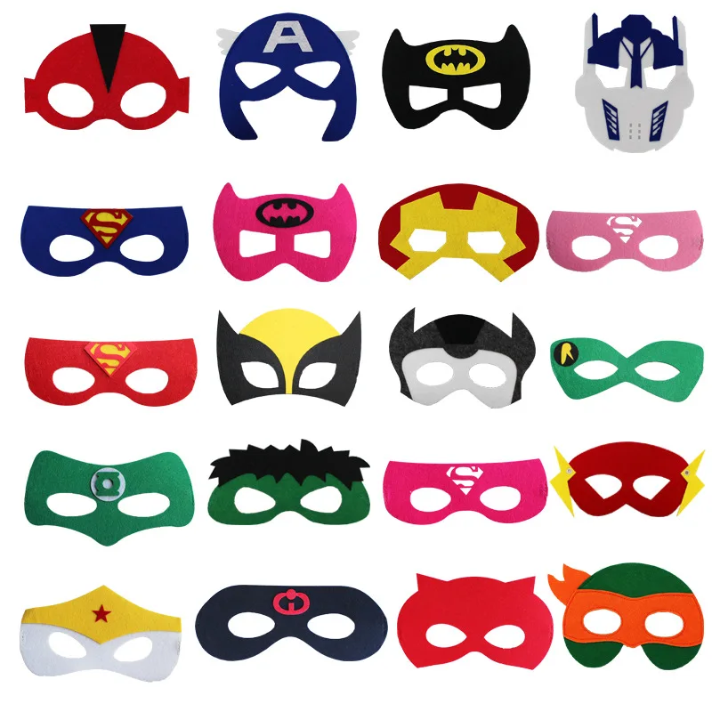 Kids Hero Mask Children's Day Marvel Mask Cartoon Anime Spider-Man Iron Man Captain America Thor Bat Felt Eye Mask